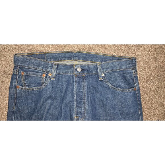 Levis 501 Original Fit Mens Jeans W36 L30 Classic Blue Denim - Picture 4 of 6